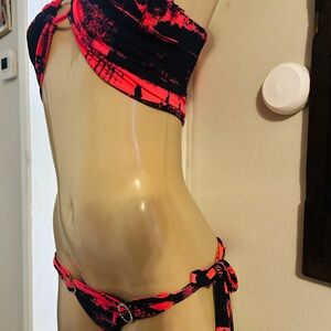 Women's Pink and Black Bikini